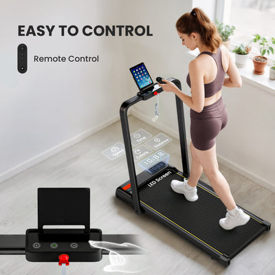 SPORTNOW Folding Walking Treadmill, Under Desk Walking Pad with Incline, Black 