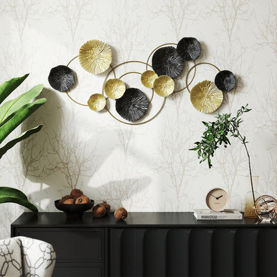 HOMCOM Metal Wall Art, Modern Hanging Wall Decor with Multi-Disc Design for Living Room 