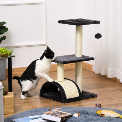 PawHut 72cm Cat Tree with Scratching Post, Pad for Indoor Cats - Black 