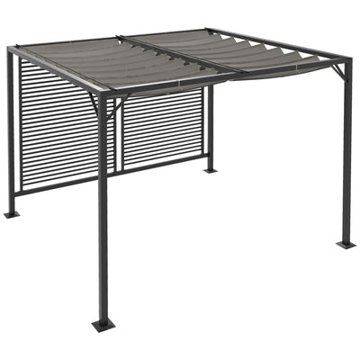 Outsunny 3 x 2.8m Metal Pergola, with Retractable Fabric Roof - Grey 