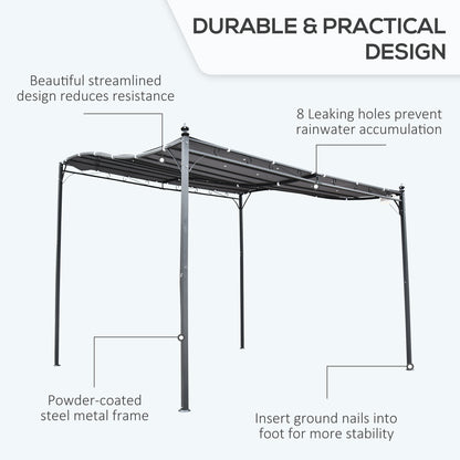 Outsunny 3x3m Freestanding Metal Wall Awning Canopy Grey 