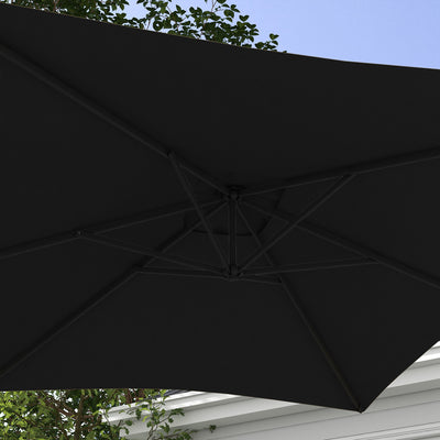 Outsunny 3m Cantilever Overhanging Parasol, with Cross Base - Black 