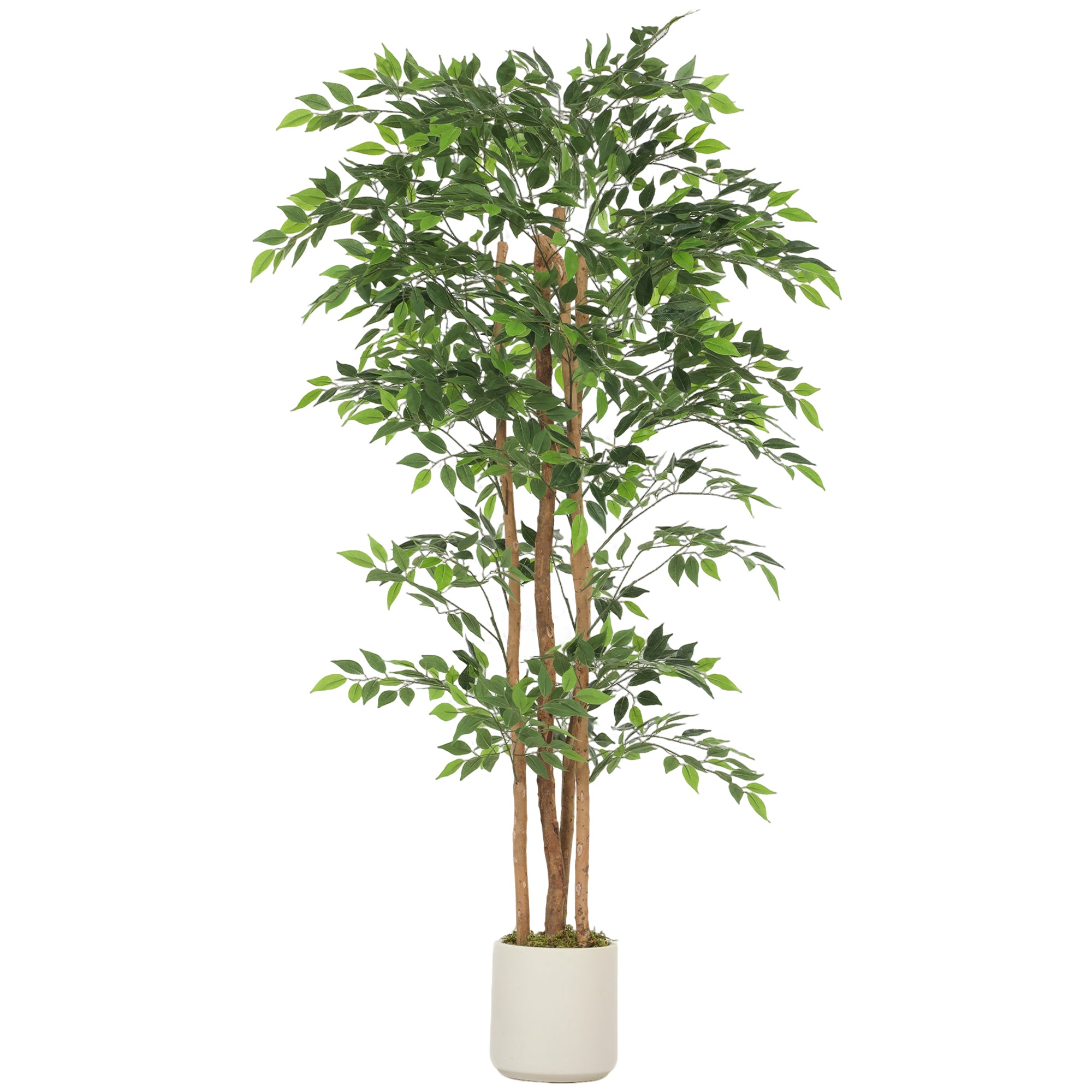 HOMCOM 180cm Artificial Ficus Tree, Fake Potted Tree with Solid Wood Trunk and Pot for Indoor, Green