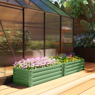 Outsunny Set of Two 110 x 50cm Steel Planter Boxes -  Light Green 