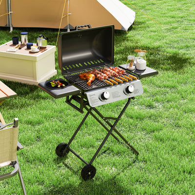 Outsunny Two-Burner Portable Suitcase BBQ - Black 