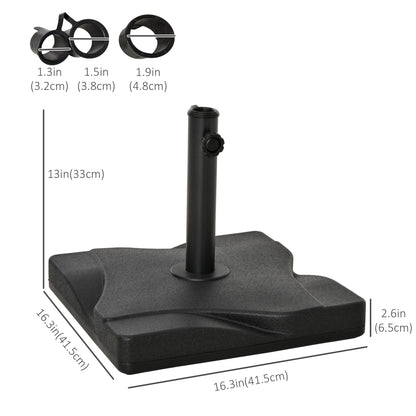 Outsunny 20kg Square Parasol Base Outdoor Garden Cement Umbrella Weight Stand Holder, Fits Φ32mm,Φ38mm,Φ48mm Pole - Black 