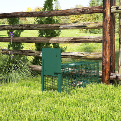 Outsunny Metal Rat Trap with Single Door, for Small Animals, Dark Green 