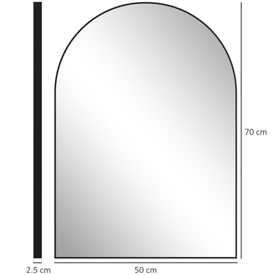 HOMCOM 50 x 70cm Arched Home Mirror - Black 