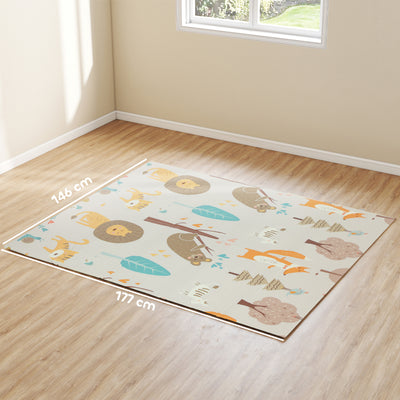 AIYAPLAY Animal-Themed Baby Plat Mat Double Sided, Foldable, Water-Resistant for Outdoor/Indoor, 177 x 146 x 1.5cm 