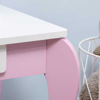 ZONEKIZ Kids Dressing Table Set, with Mirror, Stool, for Ages 3-6 Years - Pink 