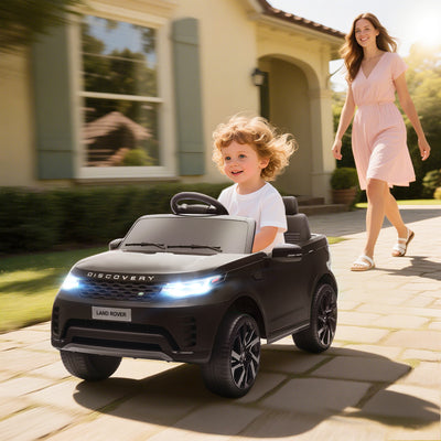 AIYAPLAY Land Rover Discovery Licensed 12V Kids Electric Car with Remote, 4 Wheel Suspension, Slow Start, Lights, Music, Black 
