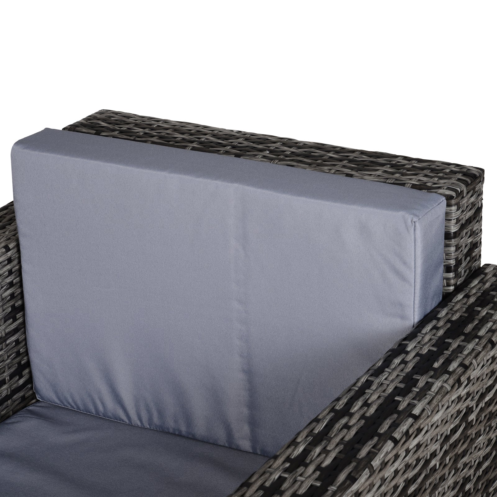 Outsunny Single Seater Rattan Chair Sofa with 10 cm Thick Padded Cushion, All-Weather PE Wicker Weave Garden Armchair with Armrests, Grey 