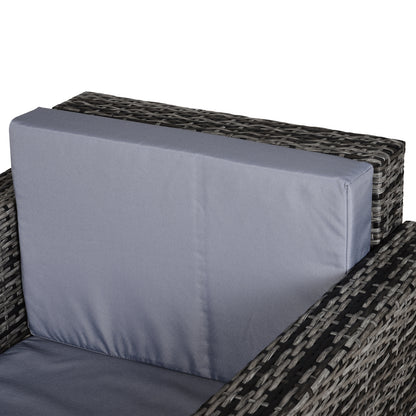Outsunny Single Seater Rattan Chair Sofa with 10 cm Thick Padded Cushion, All-Weather PE Wicker Weave Garden Armchair with Armrests, Grey 