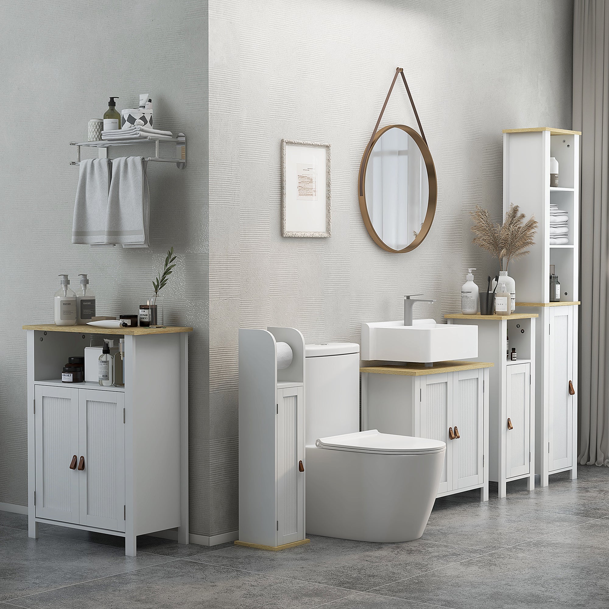 kleankin Slim Bathroom Storage Cabinet - White