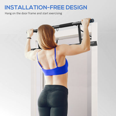 SPORTNOW Pull-Up Bar Doorway with Resistance Bands, No Drilling Chin-Up Bar Push Up Stand with Padded Handles for Home Gym Exercise 