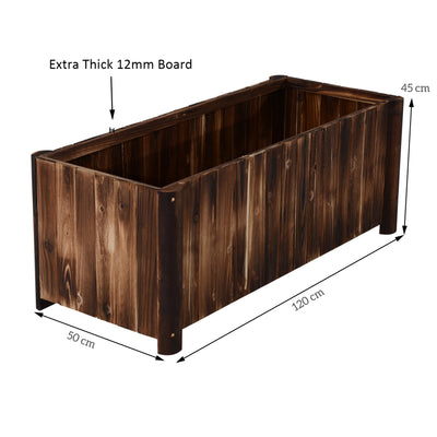 Outsunny Wooden Raised Garden Bed, 120 x 50 x 45cm Elevated Planter Box, Outdoor Flower Bed with Drainage Gaps, Easy Assembly 