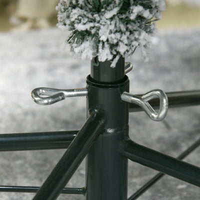 HOMCOM 4.5' Artificial Snow Christmas Trees with Frosted Branches, Warm White or Colourful LED Lights, Steel Base 