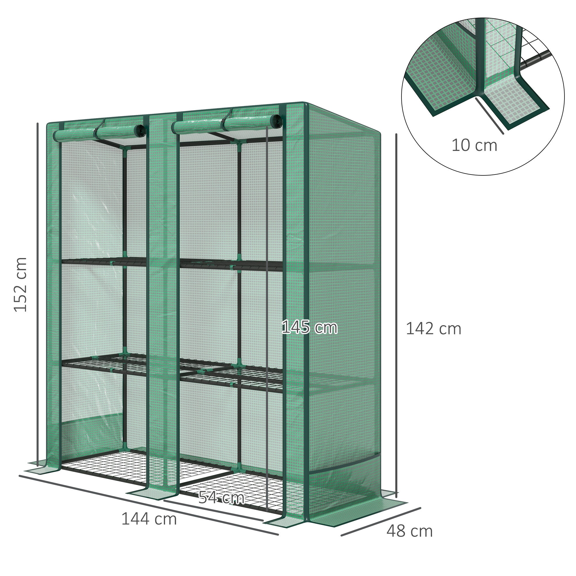 Outsunny Three-Tier Mini Greenhouse - Green 