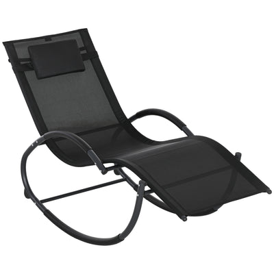 Outsunny Steel Frame Zero Gravity Rocking Chair, with Pillow - Black 