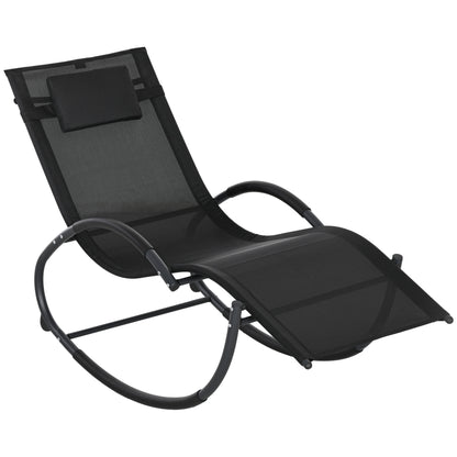 Outsunny Steel Frame Zero Gravity Rocking Chair, with Pillow - Black 