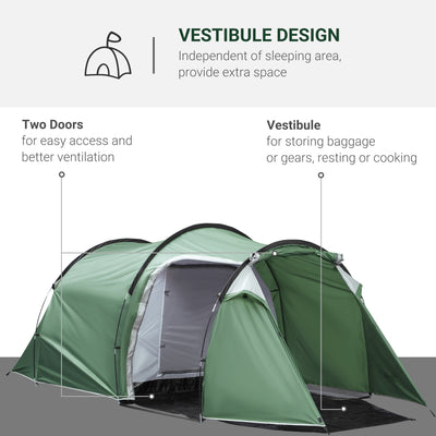 Outsunny Three-Man, Two-Room Tent - Green 