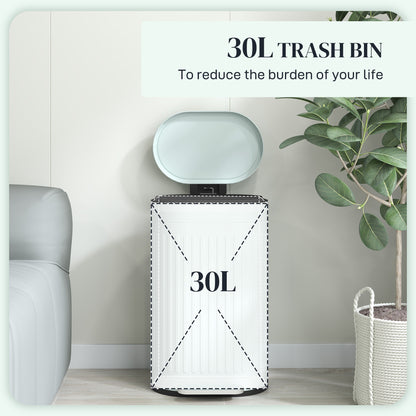 HOMCOM 30L Metal Kitchen Bin, with Soft-Close Lid - Light Green 