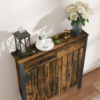 HOMCOM 93 x 88.5cm Rustic-Look Radiator Cover - Brown/Black 