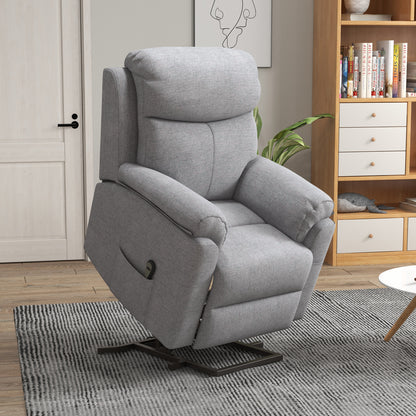 HOMCOM Power Lift Chair Electric Riser Recliner for Elderly with Massage, Linen Fabric Sofa Lounge Armchair with Remote Control and Side Pocket, Grey