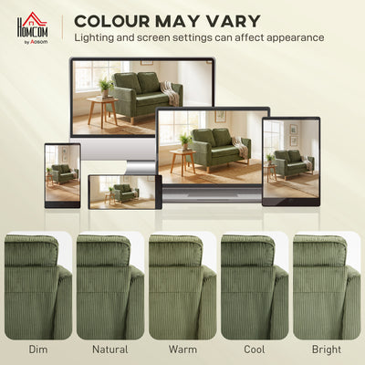 HOMCOM 2 Seater Sofa, 140 cm Loveseat Sofa with Spring Cushions, Metal Legs, 2 Pillows, Dark Green 