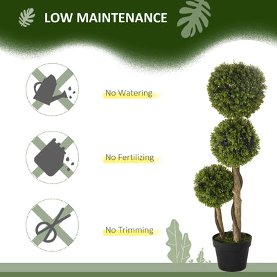 HOMCOM Decorative Artificial Plants Boxwood Ball Topiary Trees in Pot Fake Plants for Home Indoor Outdoor Decor, 90 cm 
