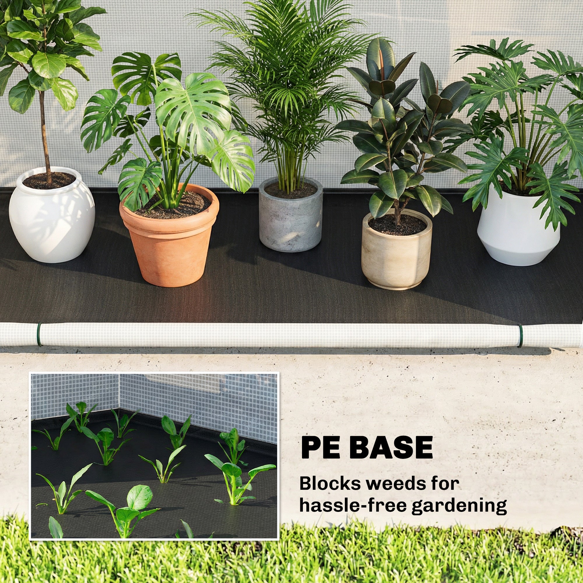 Outsunny Foldable Small Greenhouse, Portable Green House Mini Greenhouse with Zipper Door, PE Base, 200 x 80 x 164 cm, Green 