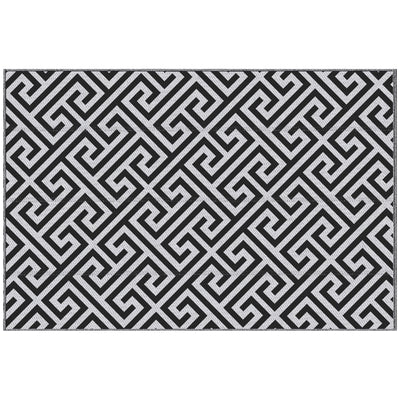 Outsunny 152 x 243 cm(5x 8ft) Outdoor Rug Reversible Mat Plastic Straw Rug Portable RV Camping Mat for Garden Deck Picnic Indoor, Black & White 
