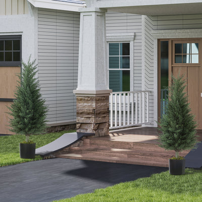 HOMCOM Set of 2 Decorative Artificial Plant, 90 cm Cypress Tree with 362 Leaves in Pot, UV-Resistant Plastic Fake Tree for Indoor Outdoor Home Office 