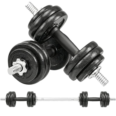 SPORTNOW 2-in-1 Adjustable Dumbbells Set, 30kg Cast Iron Weights Dumbbells Set with Non-Slip Grip for Strength Training, Weight Lifting, Bodybuilding, Home Gym Workout Equipment for Men & Women 