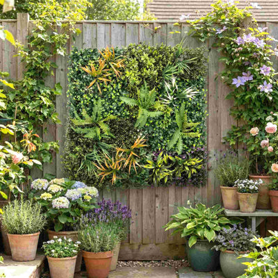 Outsunny Grass Wall Panels, 100 x 100 cm Artificial Grass Wall Decor with Tie Connectors, Greenery Backdrop Panels, Green 