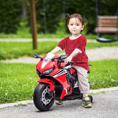 HOMCOM 6V Honda Licensed Kids Motorcycle w/ Music, Training Wheels - Red 
