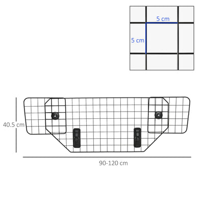 PawHut Dog Guard for Cars Adjustable Boot Barrier Metal Mesh Pet Headrest, 90-120W x 40.5H cm 
