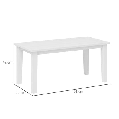 Outsunny Outdoor Garden Coffee Table, HDPE All-Weather Garden Table, Rectangular Outdoor Table with Slatted Tabletop for Patio, Balcony, 91 x 44 x 42 cm, White 