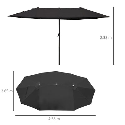 Outsunny 4.6m Canopy Parasol - Black 