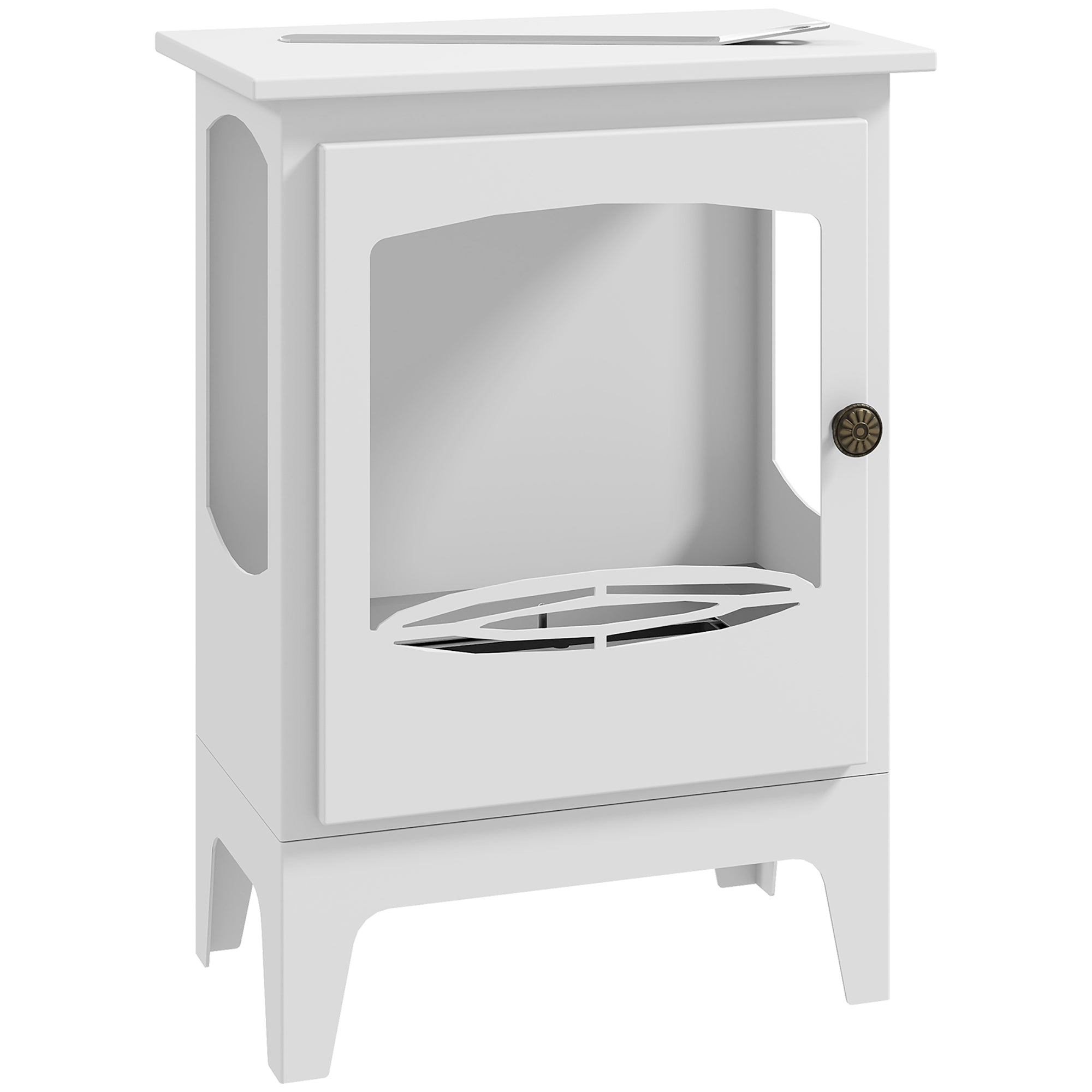 HOMCOM Freestanding Ethanol Fireplace, Steel Bioethanol Fireplace with Stainless Steel Flame Snuffer, 1.2L Tank, 3 Hours Burning Time for Indoor, White