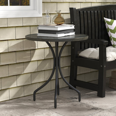 Outsunny Φ66cm Galvanised Steel Garden Table - Grey 