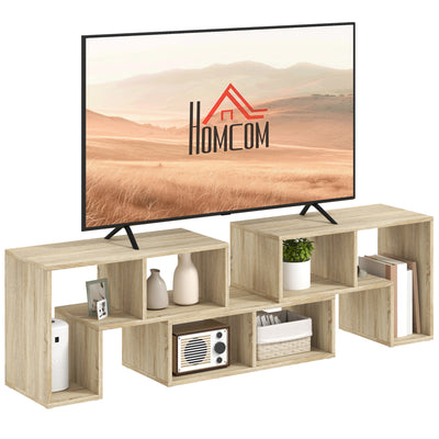 HOMCOM TV Stand for TVs up to 75 Inches, Free Combination TV Unit with Storage Shelves, Extendable Entertainment Centre for Living Room, Grey Oak Wood Grain 