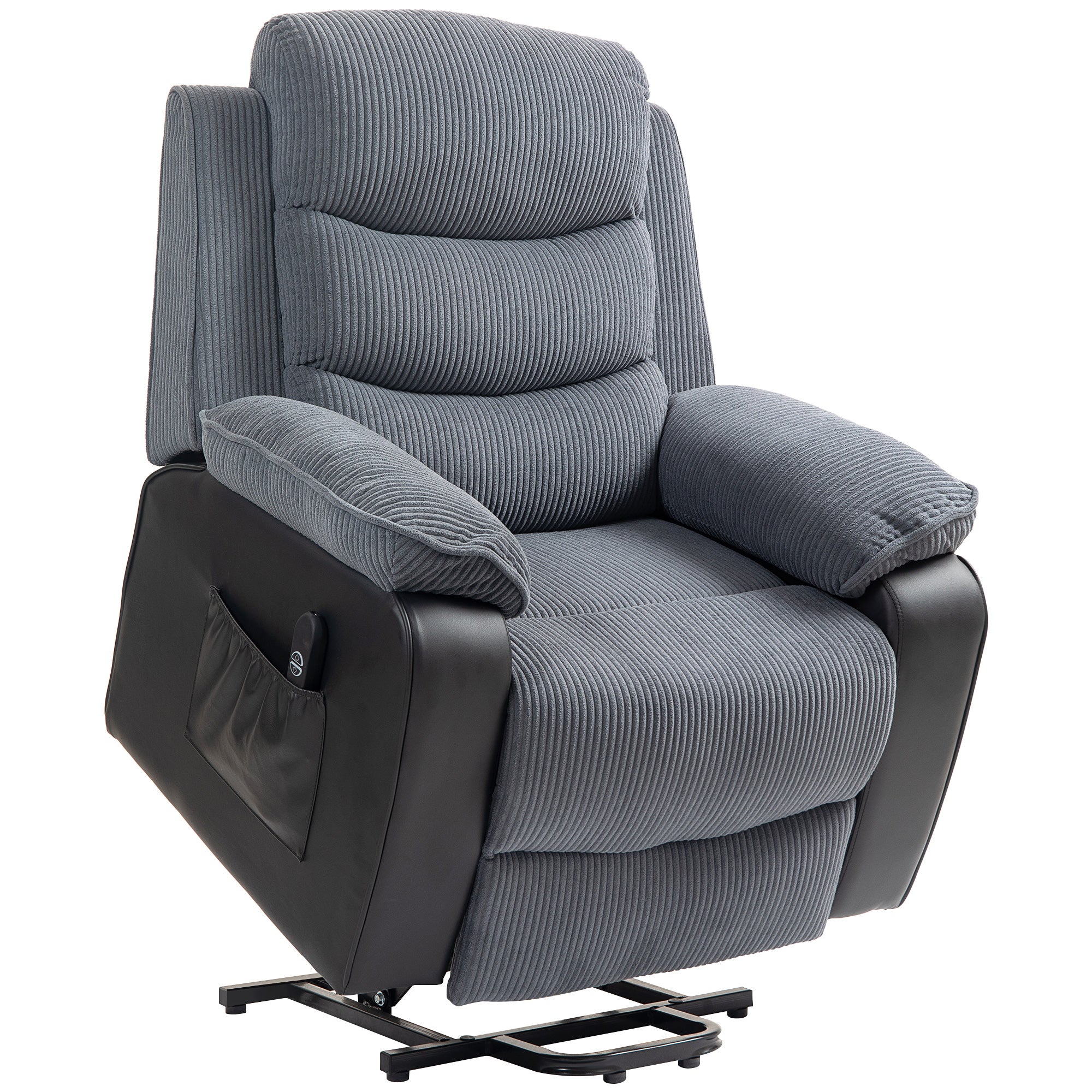 HOMCOM Power Lift Recliner Chair for Elderly, Patchwork Design Oversized Electric Riser and Recliner Armchair for Living Room with Remote Control, USB Port and 2 Side Pockets, Dark Grey 