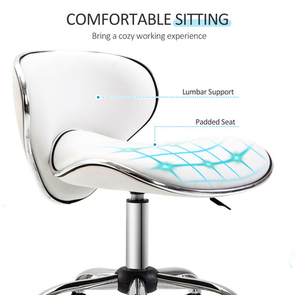 HOMCOM Adjustable Rolling Swivel Beauty Salon Chair, Stool for Spa, Technician - White 