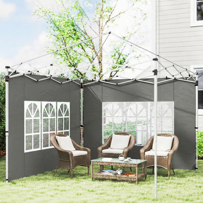 Outsunny Gazebo Side Panels, Sides Replacement with Window for 3x3(m) or 3x4m Pop Up Gazebo, 2 Pack, Dark Grey 