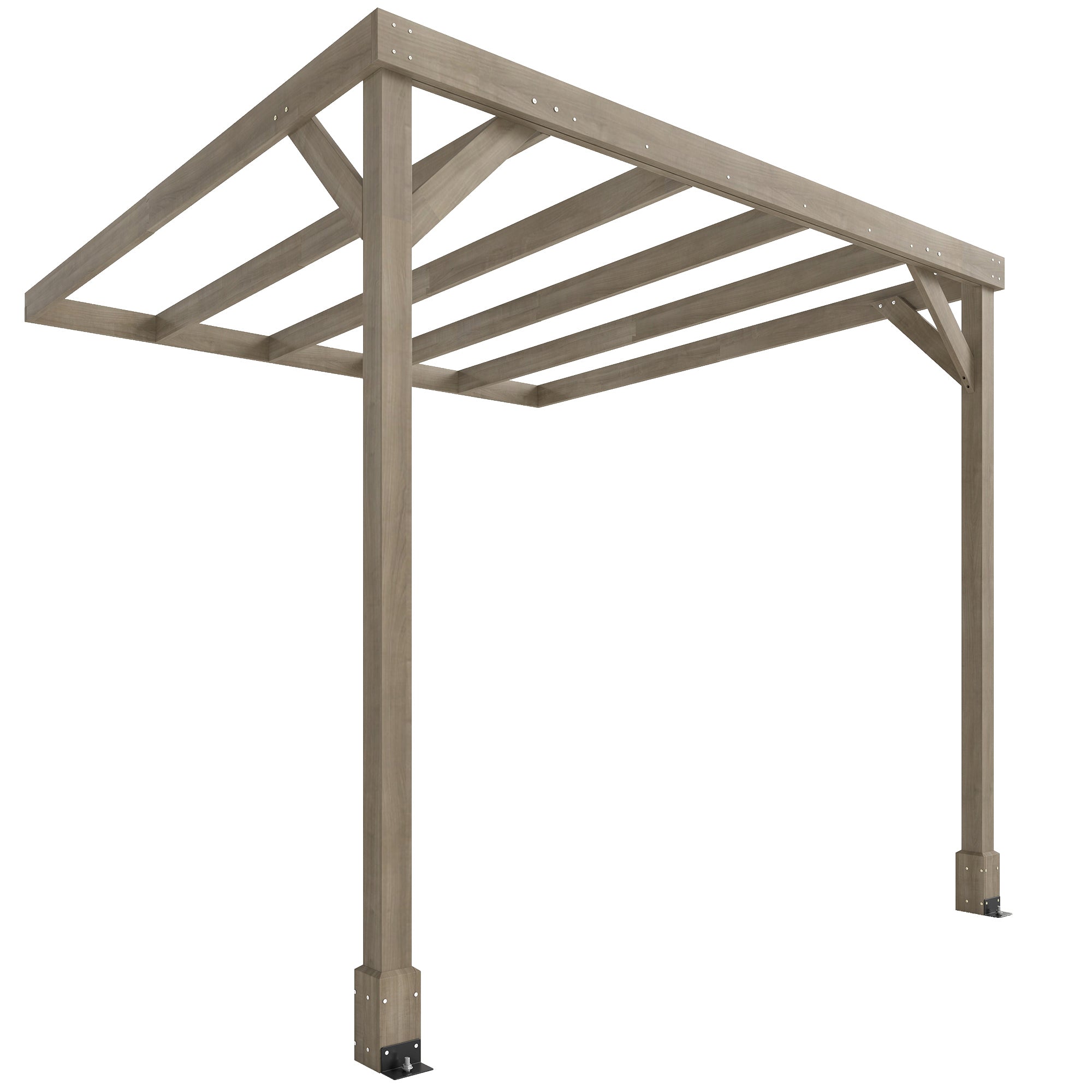 Outsunny Lean-To Wooden Pergola Kit, Decorative Garden Gazebo with Stable Structure and Concrete Anchors, 2.4 x 2.4m, Light Brown 