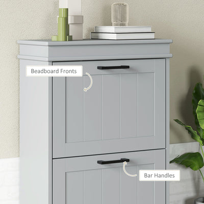 HOMCOM Two-Drawer Minimalistic Shoe Storage Cabinet, for 10 Shoes, Grey 