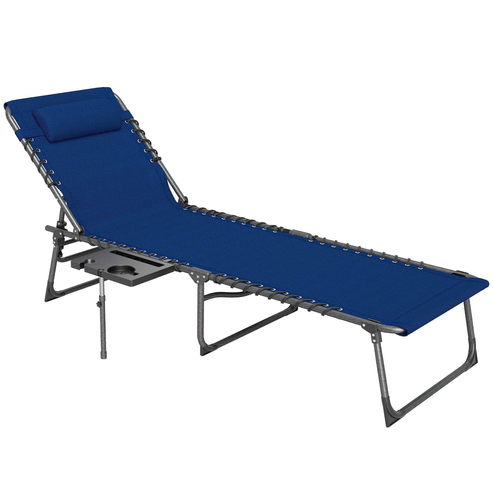 Outsunny Five-Position Reclining Sun Lounger - Dark Blue 