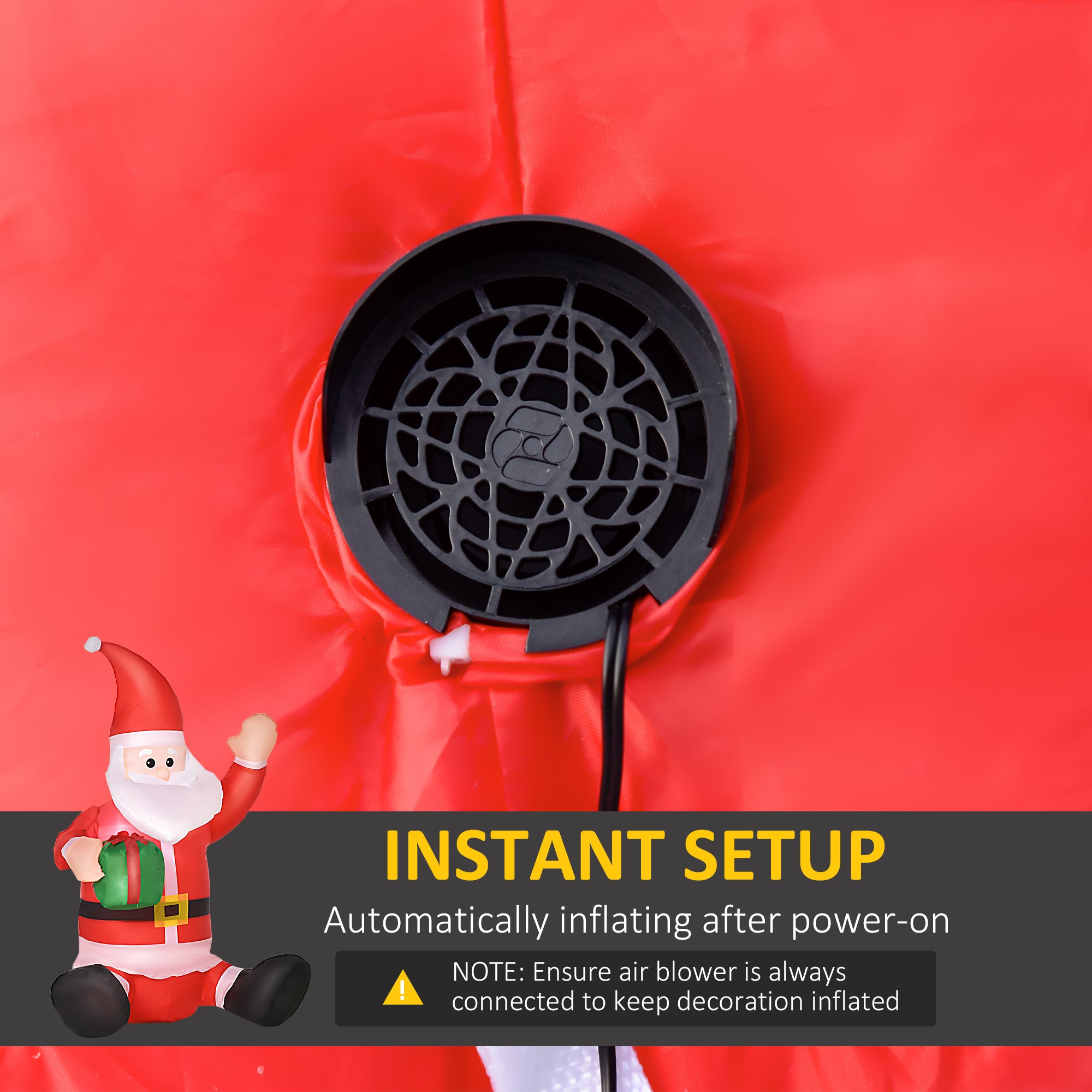 HOMCOM 4ft Inflatable Christmas Santa Claus Gift with LED Xmas Décor Holiday Outdoor Yard Decoration 