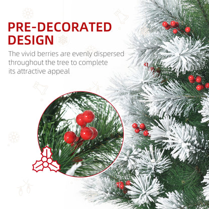 HOMCOM Indoor Christmas Tree Artificial Berry Xmas Decoration with Metal Stand and 184 Tips (5FT(150CM)) 